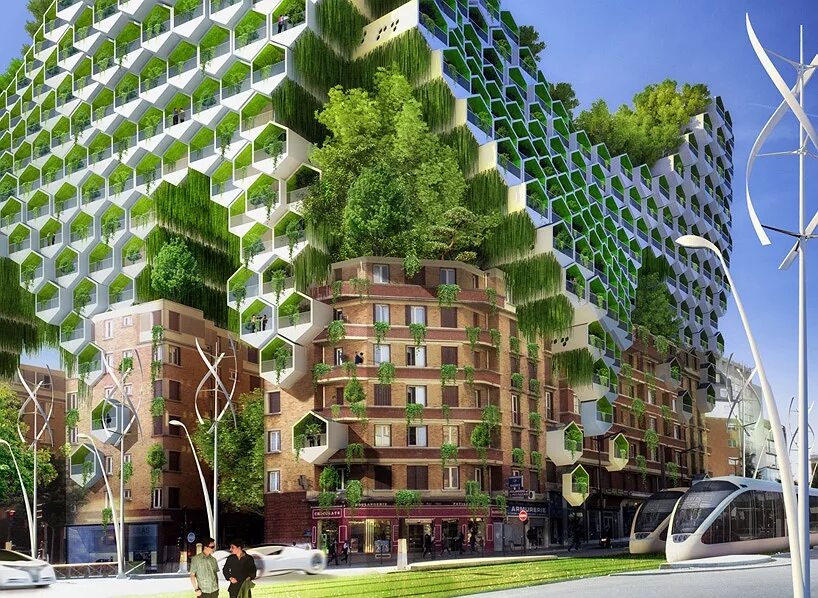 Большое зеленое г. Архитектор Винсент Каллебо. Венсан Каллебо архитектура. Париж 2050 Венсан Каллебо. Экологическая архитектура Каллебот Винсент.