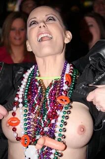 mardi gras, flash, boobs, topless, beads.