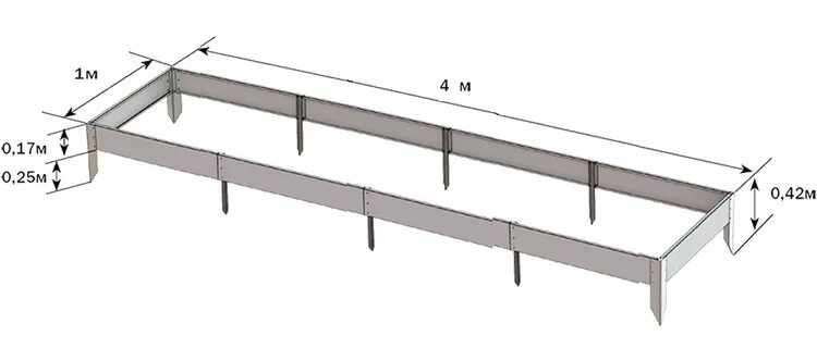 Грядка 4 метра купить. Бордюр оцинкованный Воля грядка 1х2. Грядка оцинкованная 1х2м. Грядка оцинкованная чертеж. Металлические грядки.