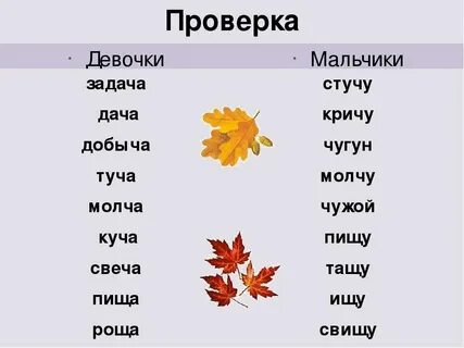 Слова на слог ча
