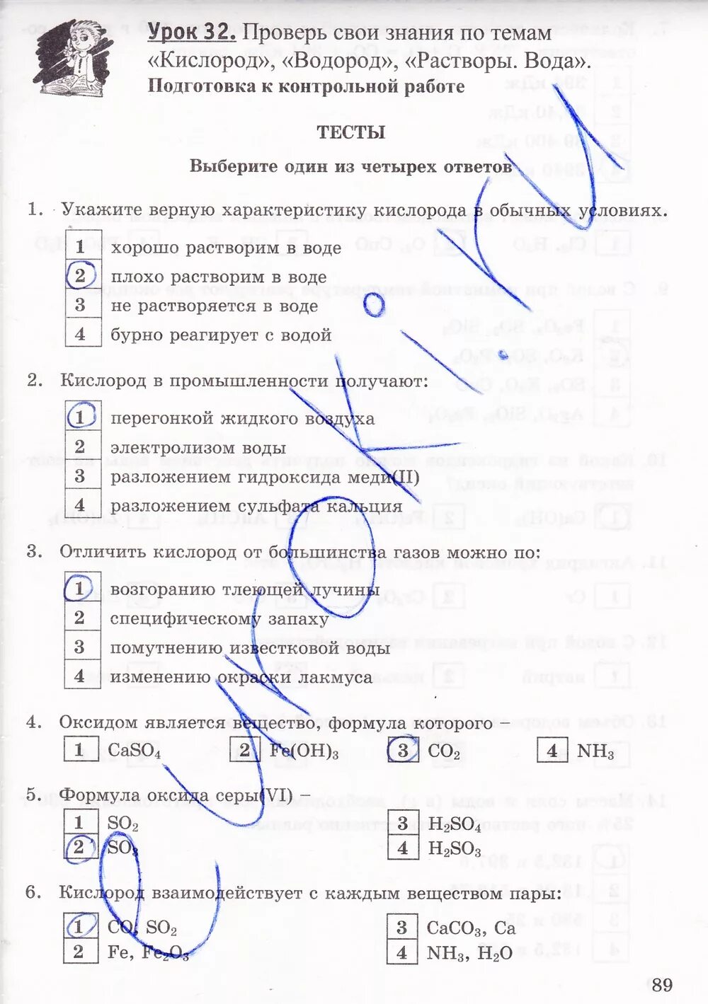 Самостоятельная работа по химии кислород