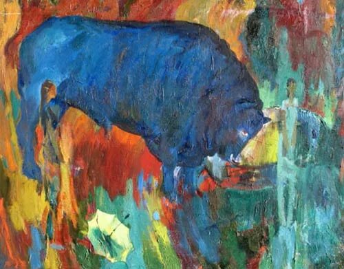 Изображение быка в живописи. Белый буйвол и синий орел и форель золотая. Синий буйвол орел и форель золотая. Бык акварель. Синий вол исполненный очей.