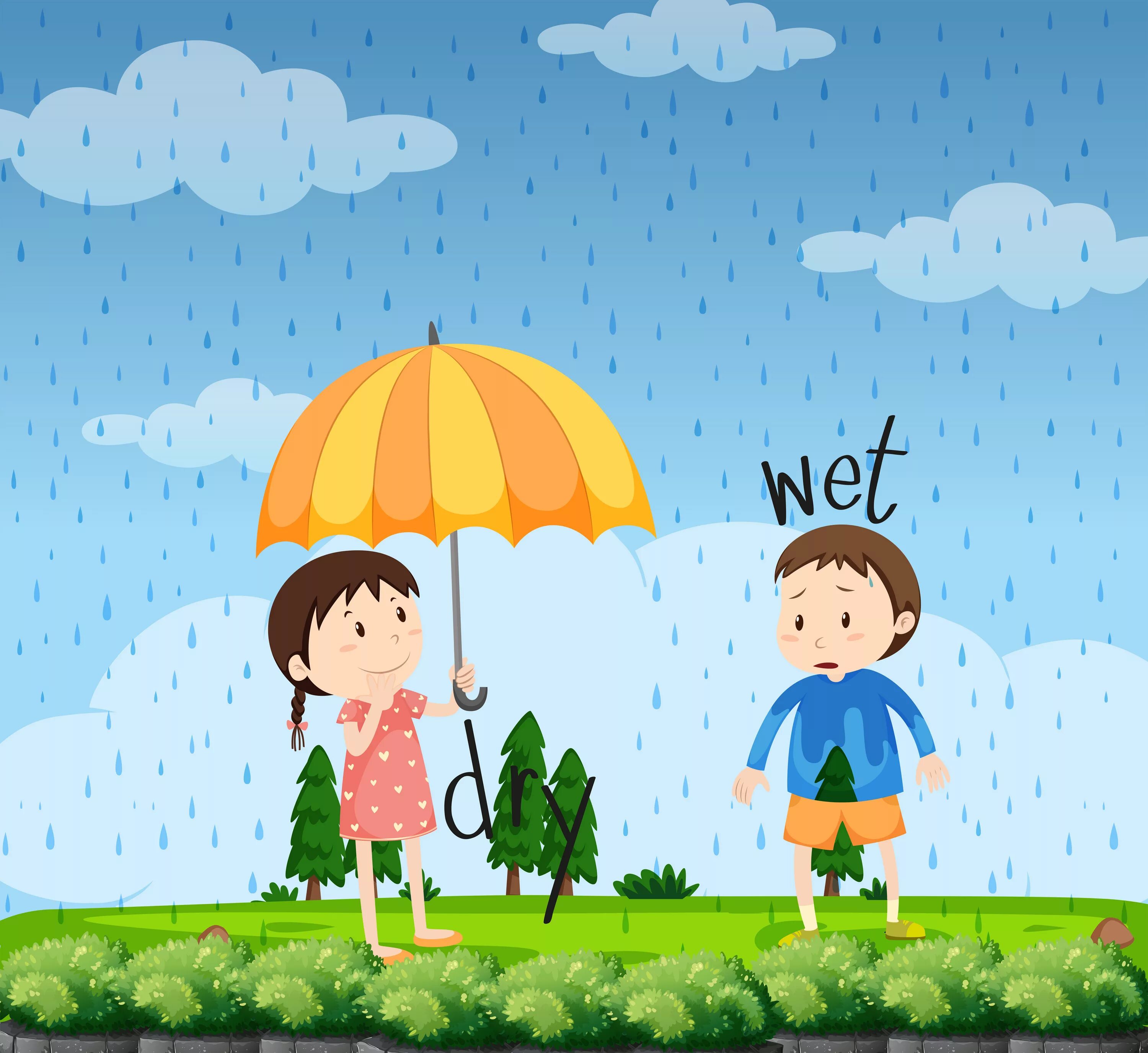 Wet and Dry for Kids. Dry картинка для детей. Wet картинка для детей. He is wet мультяшные картинки.