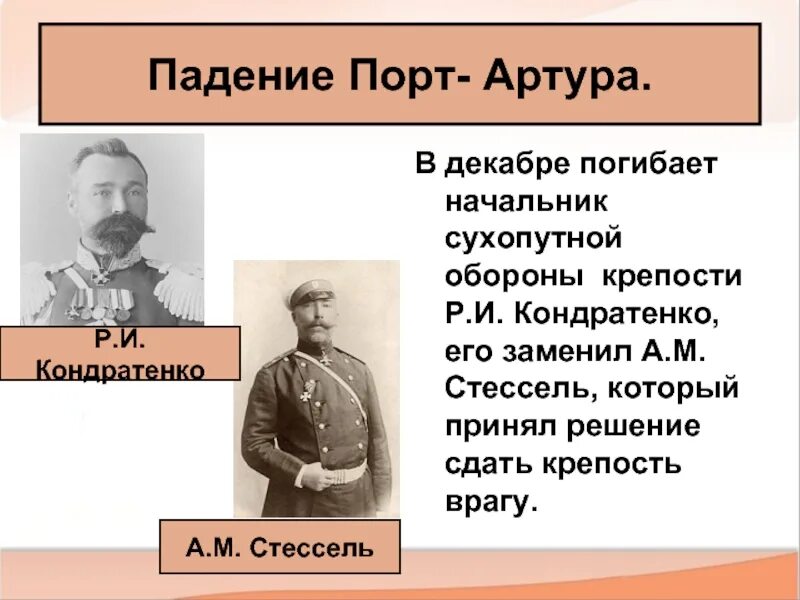 Внешняя политика николая 2 тест 9 класс. Командир обороны порт Артура. Командовал обороной порт Артура.