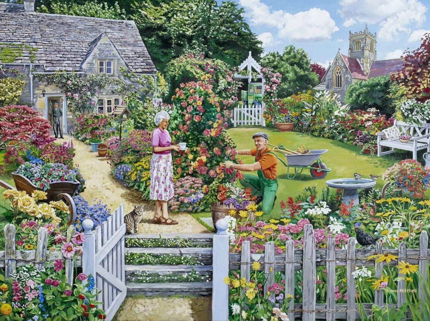 Пазлы дом с цветами. Barbara behr. Art puzzle 1000 усадьба. Пазлы сады. Пазлы домик в саду.