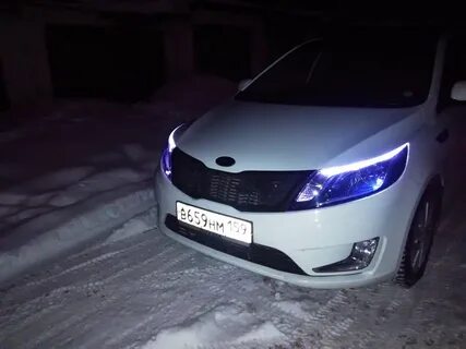 Диодные фары на рио