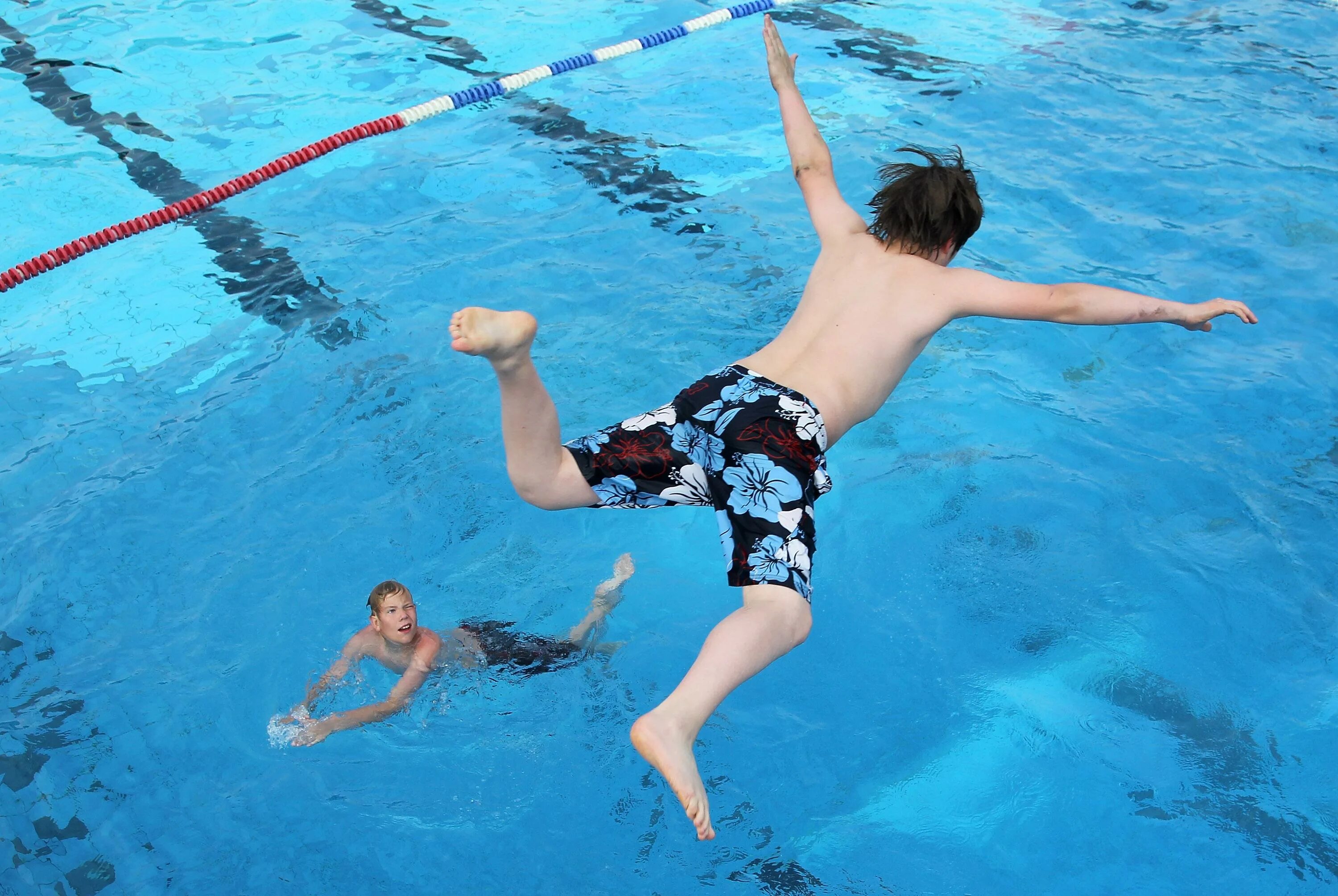 Near the swimming pool