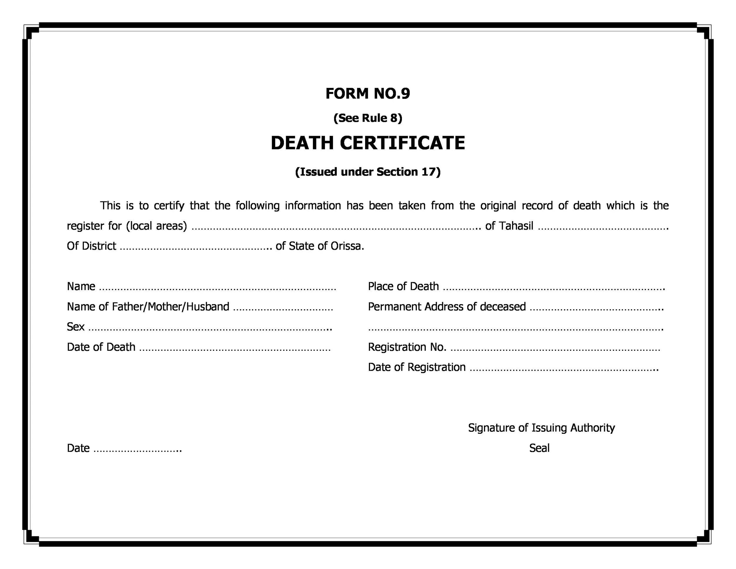 Death Certificate Template. Death Certificate Cube. Death Certificate USA.