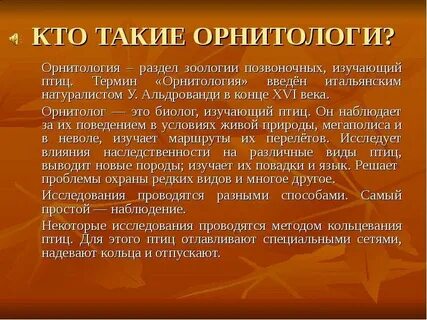 Как называются ученые изучающие птиц