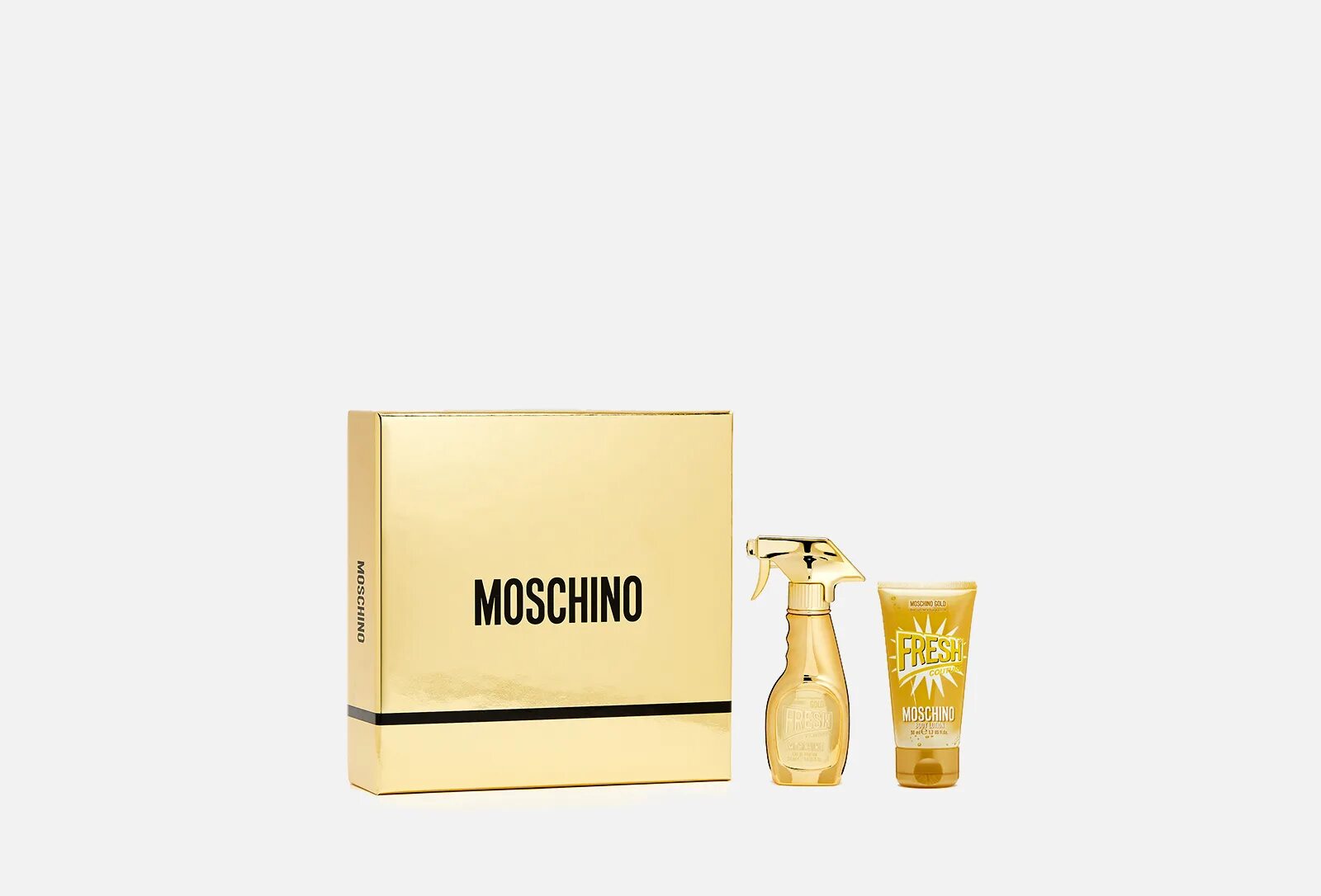 Moschino gold. Москино Голд набор. Moschino подарочный набор женский Toy 2. Fresh Gold от Moschino. Парфюмерный набор Moschino Fresh.