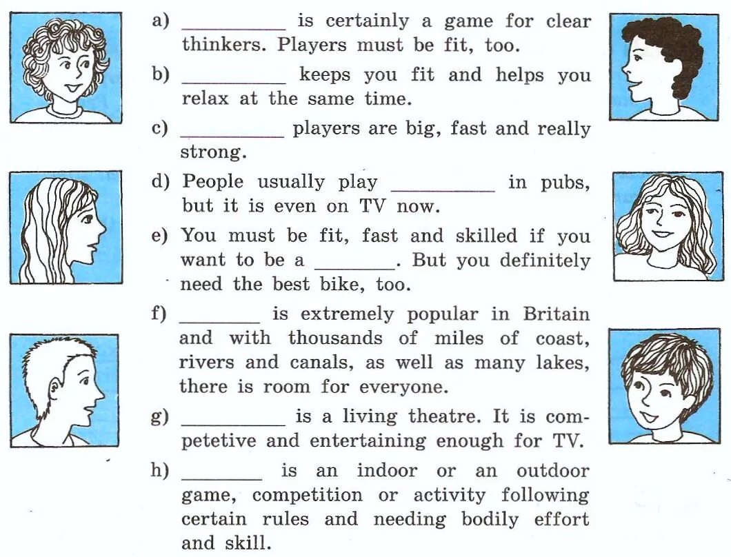 Шесть перевод на английский. Упражнения по теме спорт на английском языке. Упражнения по английскому языку на тему спорт 8 класс. What kind of Sport is certainly a game for Clear. What kind of Sport? A) is certainly a game for Clear Thinkers, Players must be Fit, too..