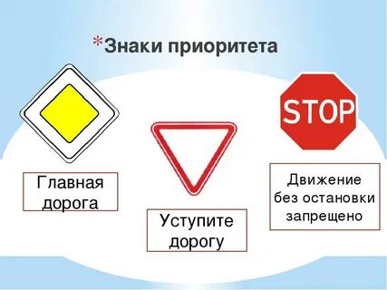 Знаки приоритета дорожного движения картинки