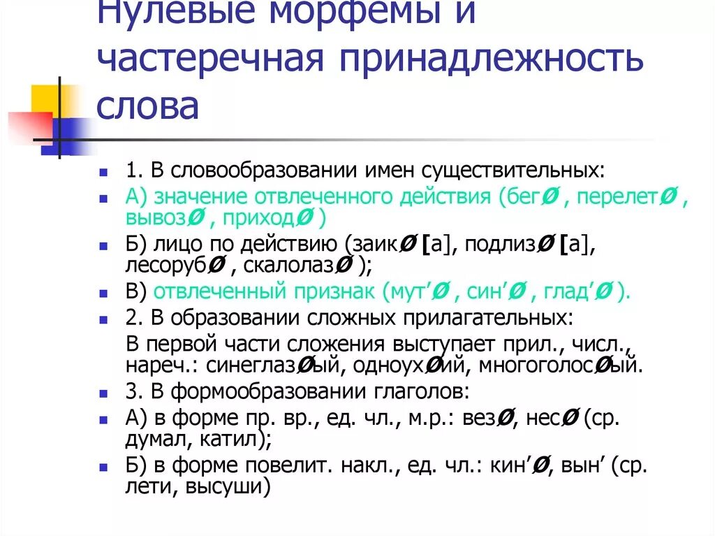 Нулевая морфема. Частеречная принадлежность это примеры. Нулевая морфема в английском языке. Нулевые морфемы в русском языке. Морфема слова стоишь