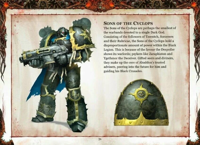 Peered into. Циклоп вархаммер 40000. Библия Warhammer 40000. Sons of Cyclops Warhammer. Кодекс Black Legion.