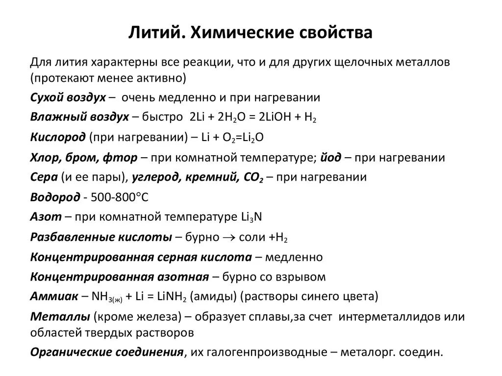 Класс соединений лития