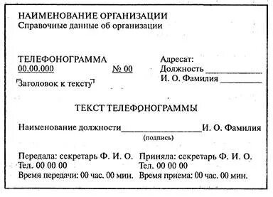 Сколько установлено форм телефонограмм. Сколько установлено форм телефонограмм