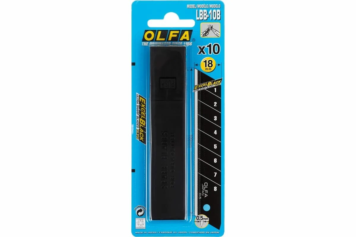 Лезвия olfa 18 мм. Лезвие olfa ol-lbb-10b. лезвия д/ножа 18мм 10 шт olfa black max. лезвие olfa black max ol-lbb-10b сегментированное, 10шт/уп.. ol-lbb-10b.