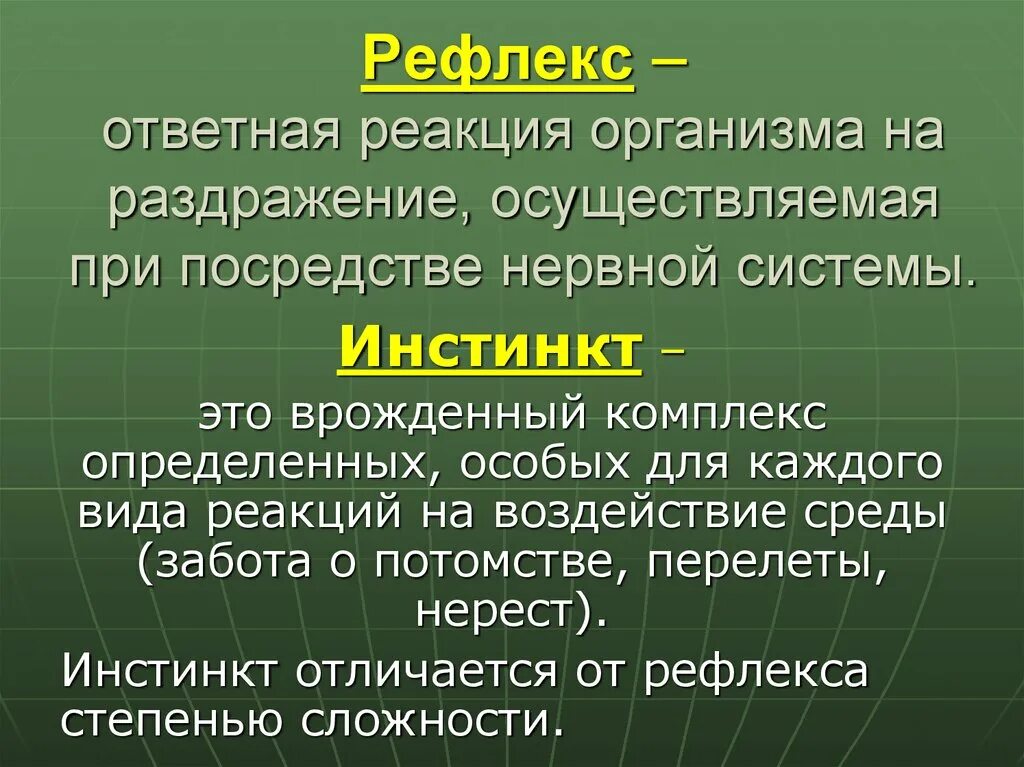 Ответная реакция организма на внешние раздражения