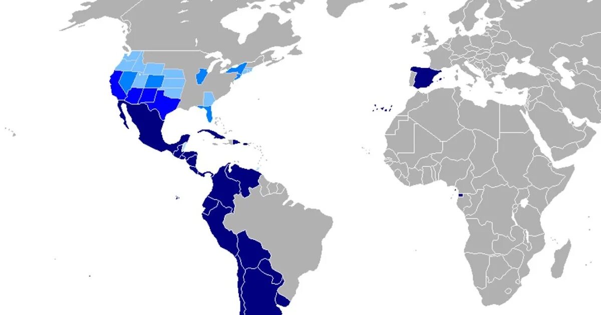 На каком материке говорят по испански. Распространение испанского языка в мире. Распространенность испанского языка в мире. Испанский язык на карте. Карта испанского языка в мире.