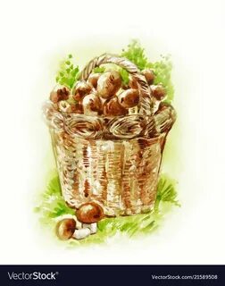 Рисуем корзину с грибами