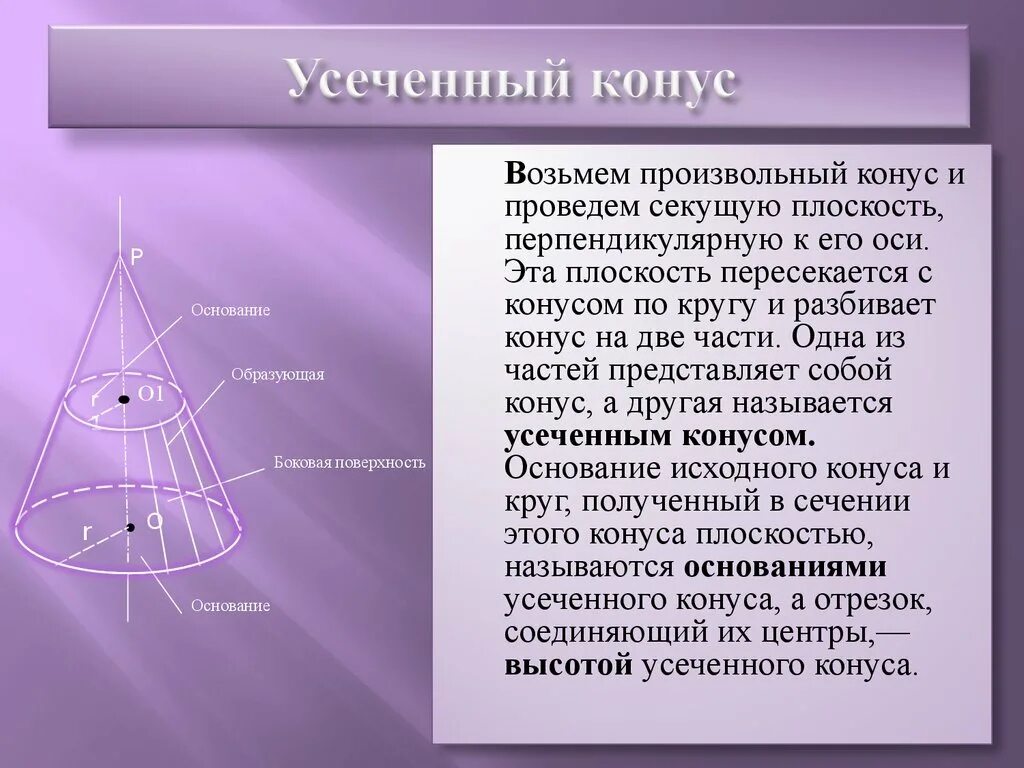 Перпендикулярные образующие конуса