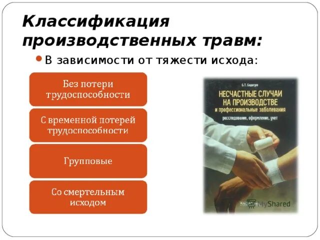 Классифицировать несчастный случай. Классификация производственных травм. Классификация производственных травм по степени тяжести повреждения. Классификация травматизма на производстве. Производственные травмы классифицируют.