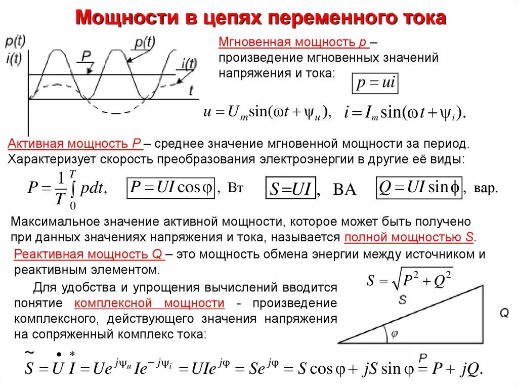 Определить фазу полного сопротивления. Формула реактивной мощности в цепи переменного тока. Полная мощность реактивная мощность в цепи переменного тока. Как найти реактивную мощность цепи переменного тока. Коэффициент мощности в цепи переменного тока формула.