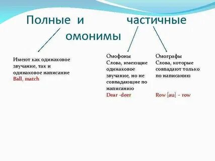 Предложения с омографами