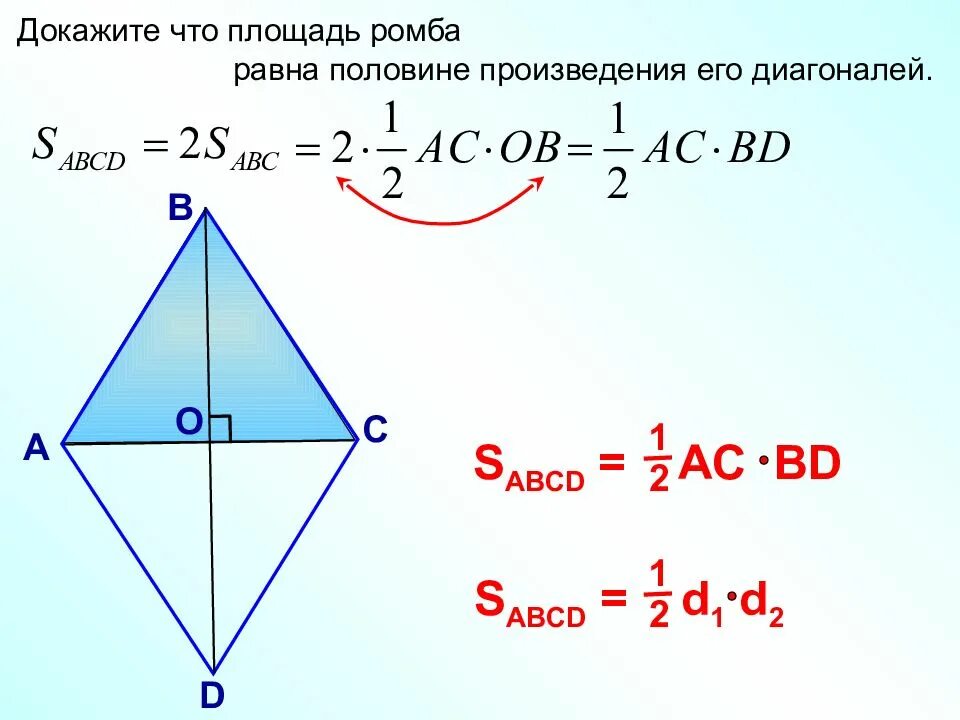Докажите площадь. Площадь ромба доказательство теоремы 8 класс. площадь ромба через диагонали доказательство. формулировка площади ромба 8 класс. доказательство площади ромба 8 класс.