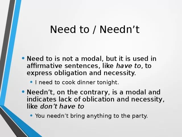 Like sentences. Модальный глагол needn't. Need not модальный глагол. Have to need to правило. Модальный глагол need needn't.