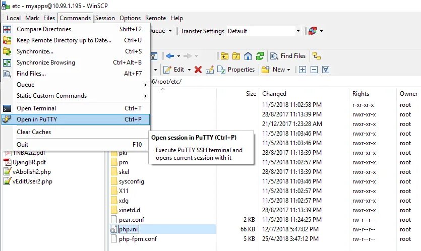 WINSCP. Putty + WINSCP. WINSCP Putty session. Out in the open 2