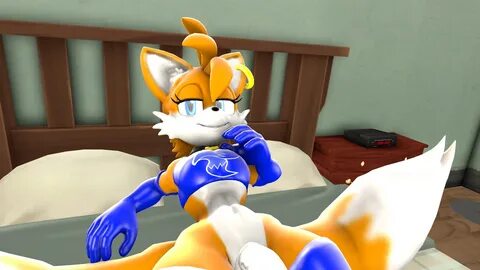 blueapple, tails, sonic (series), 3d, anthro, bed, blue eyes, eyelashes, fe...