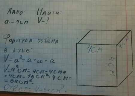 Куб с ребрами 4 см
