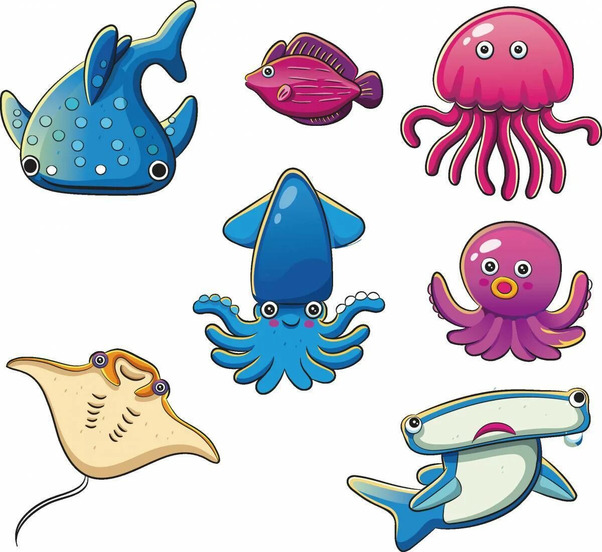 Морские животные картинки для детей Set of 12 Sea Creatures Animal figures, Sea creatures, Sea animals