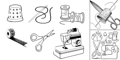 раскраска швейные принадлежности