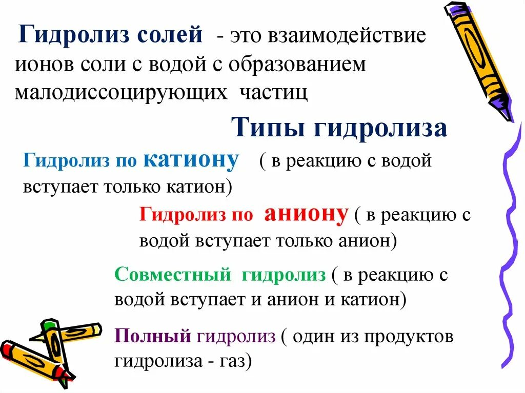 Гидролиз это простыми. Гидролиз. Понятие и типы гидролиза. Гидролиз солей это взаимодействие с водой. Гидролиз типы гидролиза.