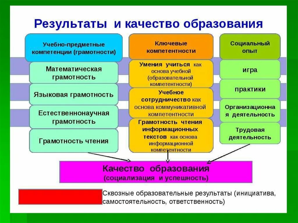 Язык обучения в образовательной организации. Качество образования. Компетенции естественно-научной рамотности. Качество образовательных результатов. Уровни образовательных результатов.