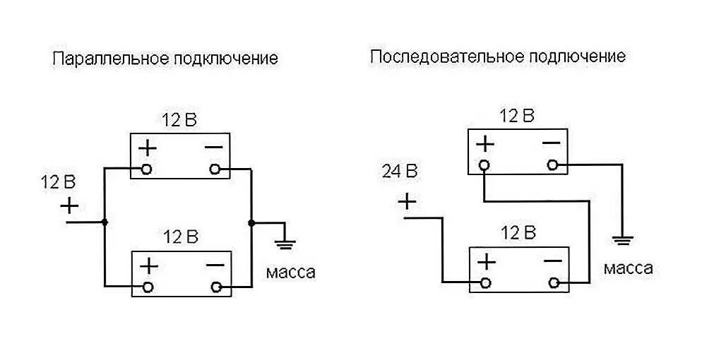 Подключение аккумуляторов на 24