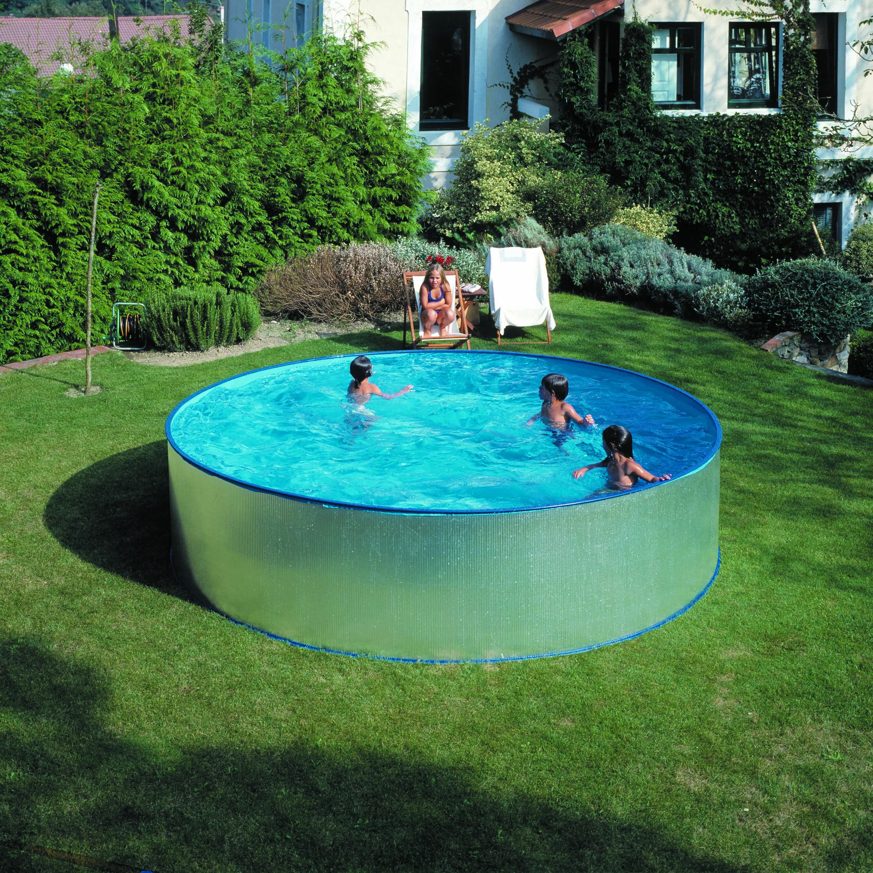 Какой бассейн лучше для дома. Бассейн gre kitwpr350. Бассейн gre 3,5x1,32 м графит. Бассейн круглый. Наземный бассейн.