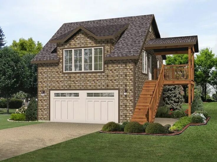 Plan 22100SL: Narrow Lot Garage with 500 Square Foot Apartment Above Carriage ho