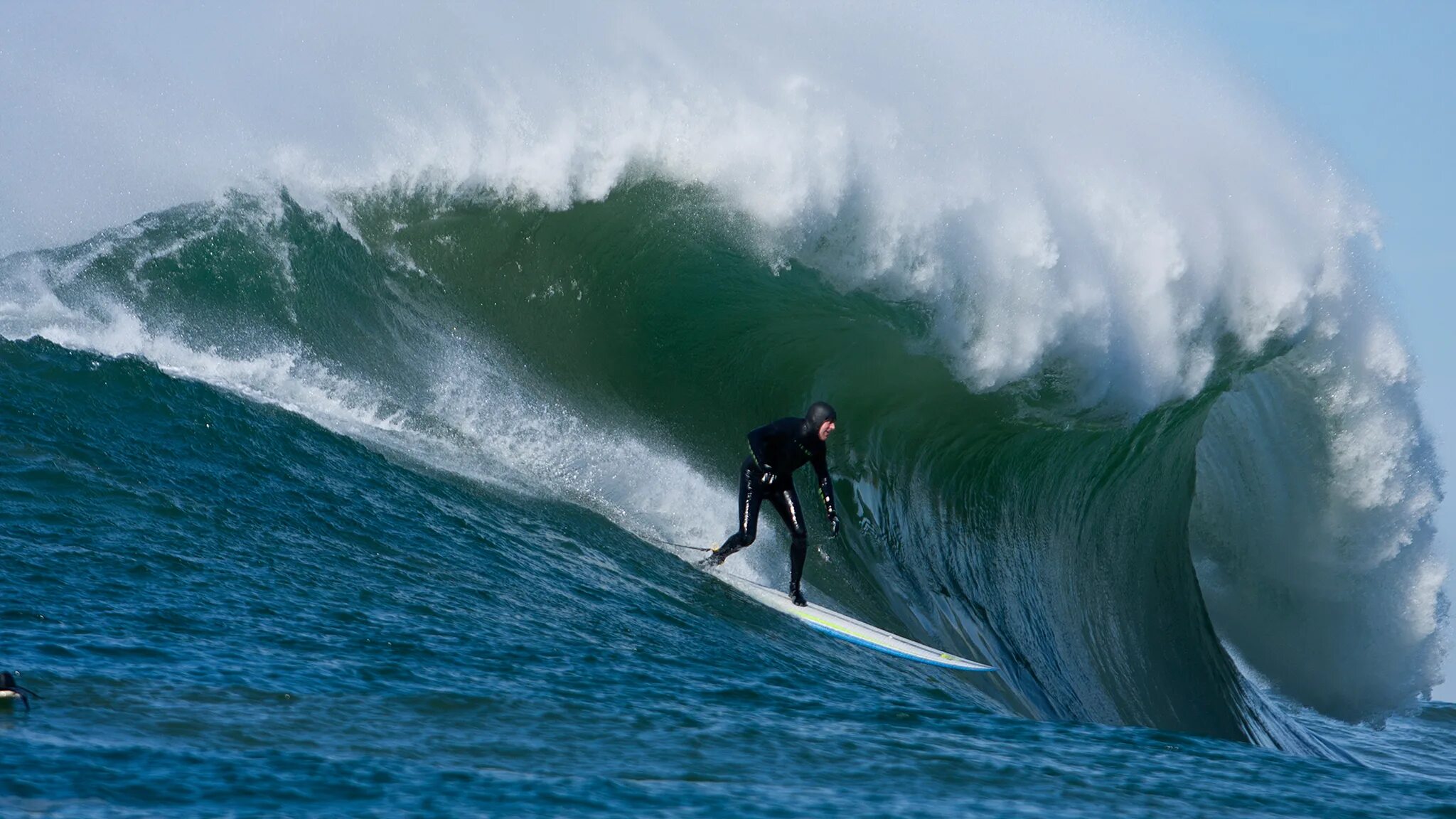 борд на волнах. на гребне волны серфборд. серфинг видео. маверикс волна. серфер рик томас.