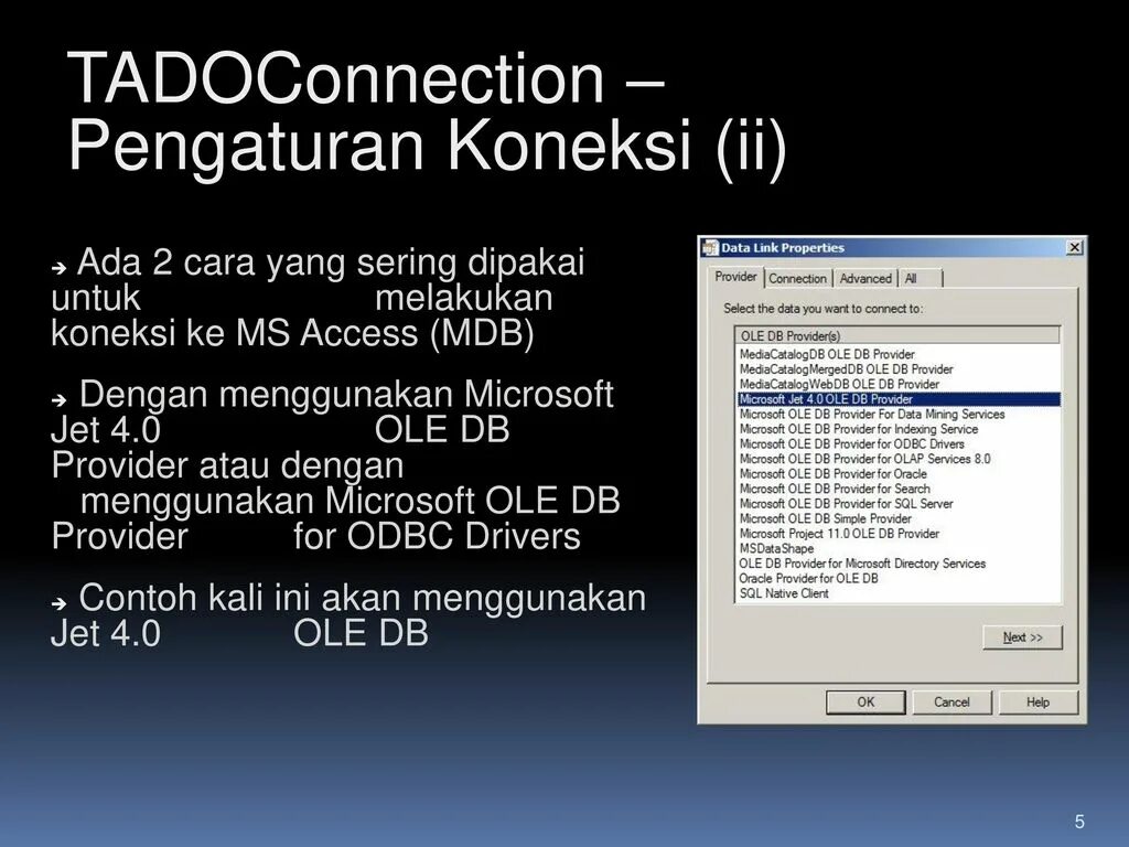 TADOCONNECTION. Где найти компонент TADOCONNECTION. Microsoft ole. Провайдеры ole db