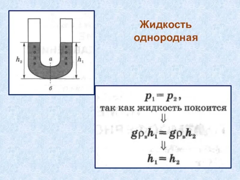 Сообщающиеся сосуды физика 7 формула. Давление в жидкости сообщающиеся сосуды 7 класс физика. Сообщающиеся сосуды h1=h2 p1=p2. Формула сообщающихся сосудов 7 класс. Условие равновесия жидкости в сообщающихся сосудах