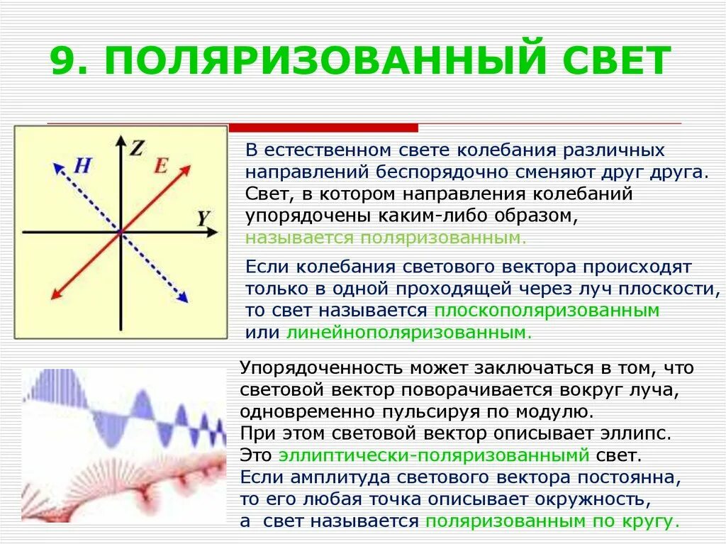 Плоскополяризованный свет. Естественный свет поляризация. Свет называется поляризованным если. Естественный и поляризованный свет. Что называют лучом света