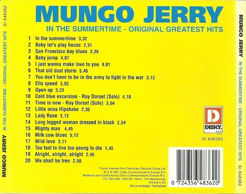 Mungo Jerry Greatest Hits обложка диска. In the Summertime. Диск Culture Club Greatest Hits CD. Mungo jerry in the summertime