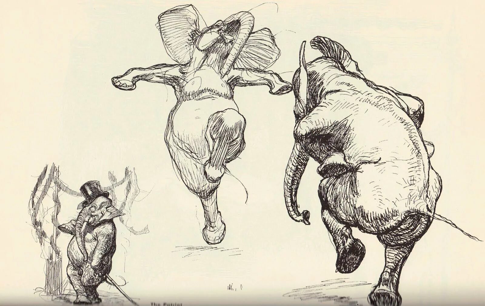 Танец слоники. Heinrich Kley иллюстрации. Танцующий слон. Танцующие звери рисунок. Танец слонов.