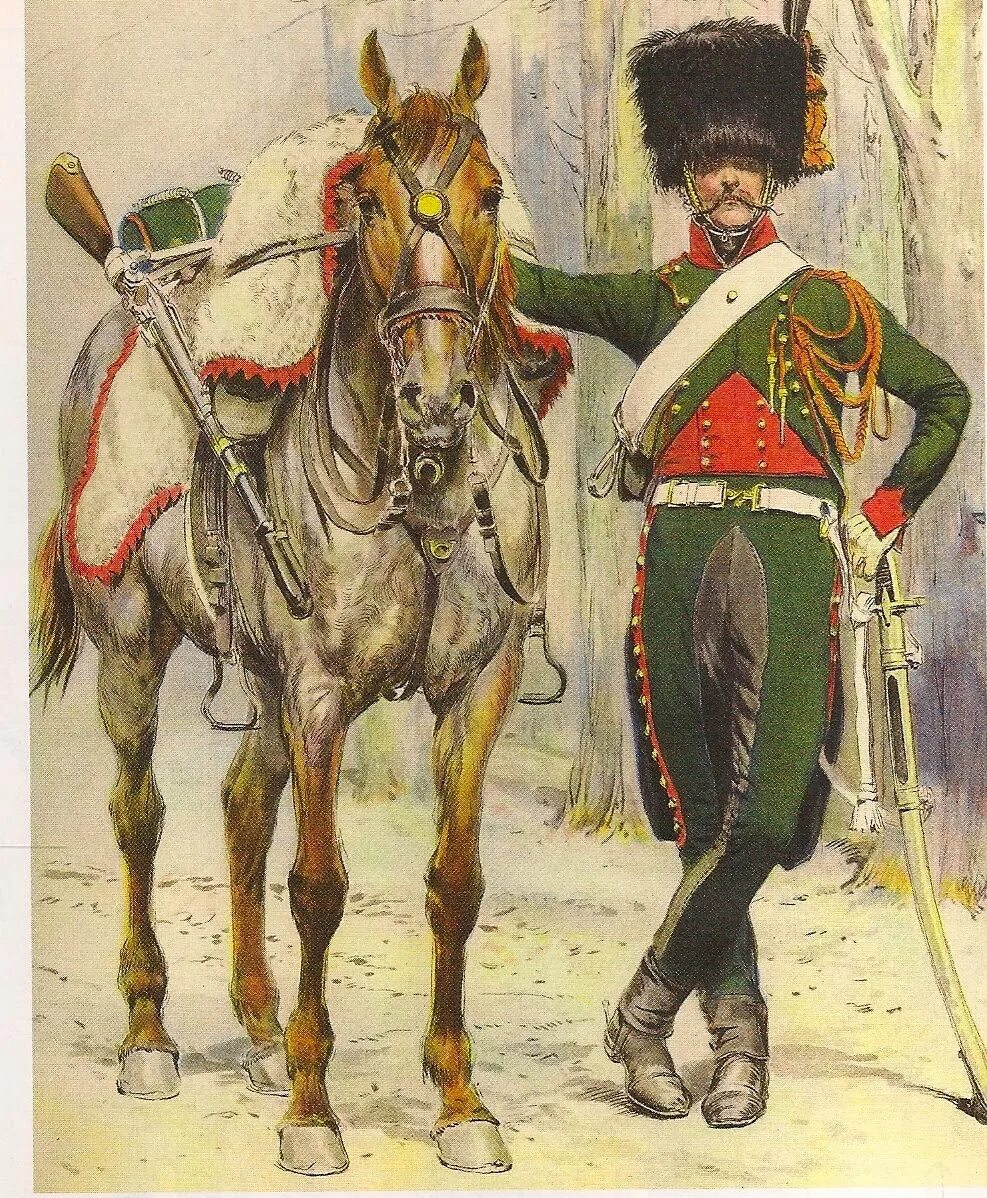 Военная история идей. Конные егеря Наполеона. 1823 Год одежда военных картины.