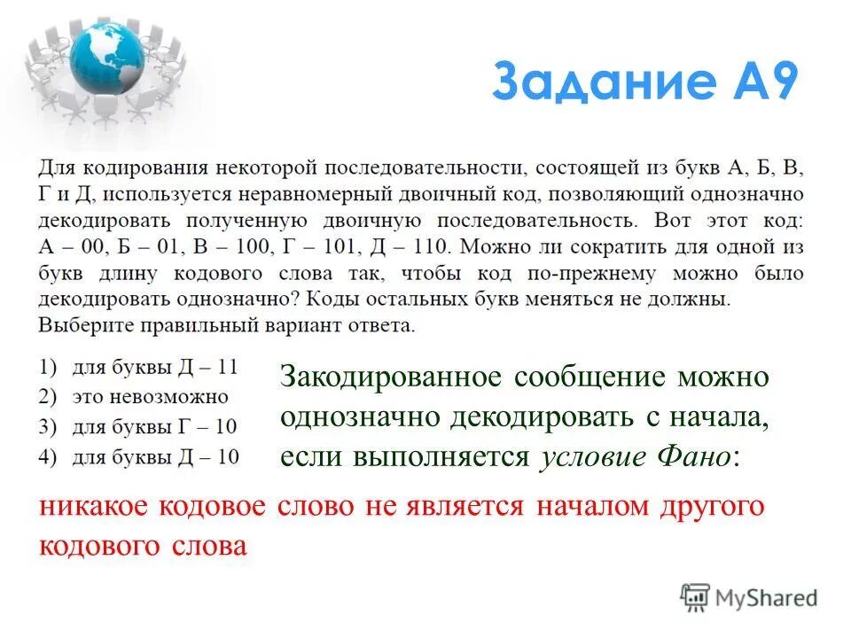 Неравномерные коды. Кодирование информации условие фано. По каналу связи передаются сообщения содержащие только 7 букв. Условие фано никакое кодовое. Кодирование информации условие фано.