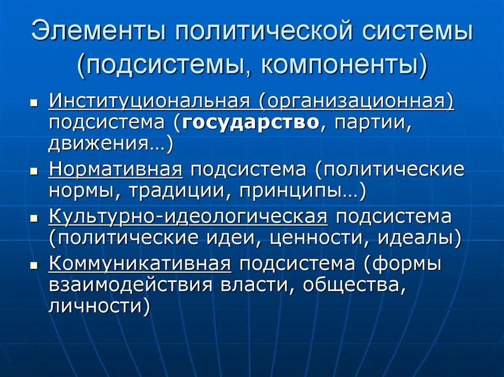 Каковы элементы политической системы общества. Функциональный компонент политической системы. Элементы функциональной подсистемы политической системы. Функциональный компонент политической системы элементы. Институциональный компонент политической системы.