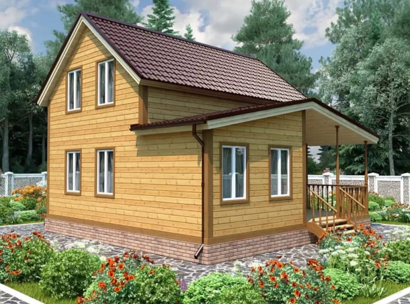 Проект "кд-32". Проекты дачных домов из бруса. Канадская изба. Проект каркасника каскад. Двухэтажный дом с гаражом.
